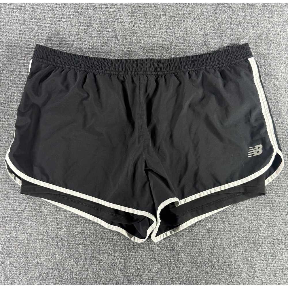 New Balance NB‎ Dry Women Black Running Shorts 2-in-1 Lined Athletic Size XL